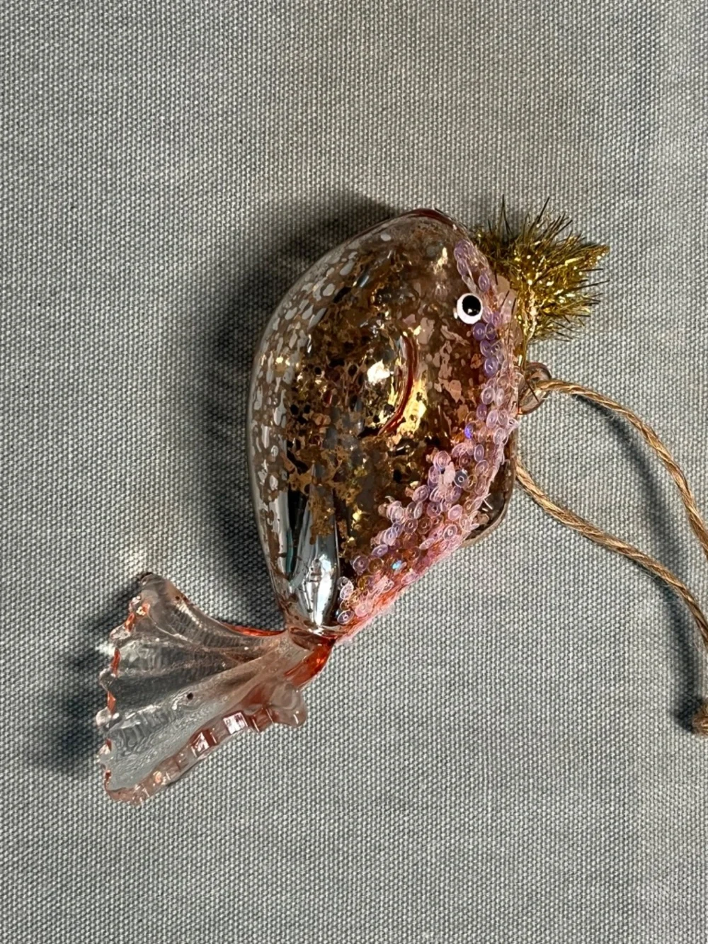 Pottery. Barn Blown Glass Birthday Fish Ornament